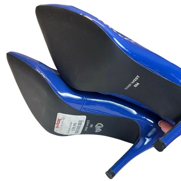 NWT Nine West Heels - Cobalt Blue Patent Pumps - 8 - Picture 5 of 10